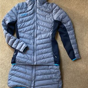 Gray and Black Quilted Jacket and Skirt Set